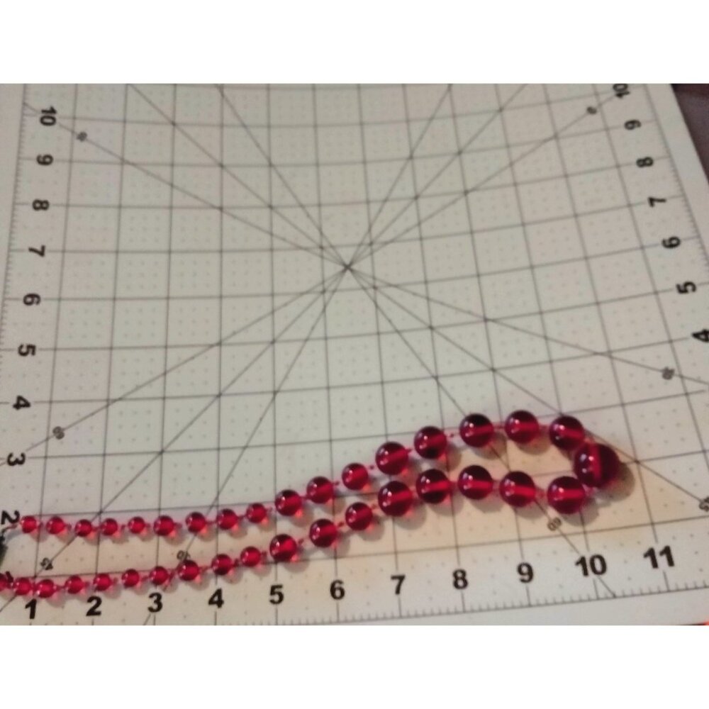 Acrylic Red Bead Necklace Handmade Vintage Womens Jewelry 22 Inch - Picture 5 of 6